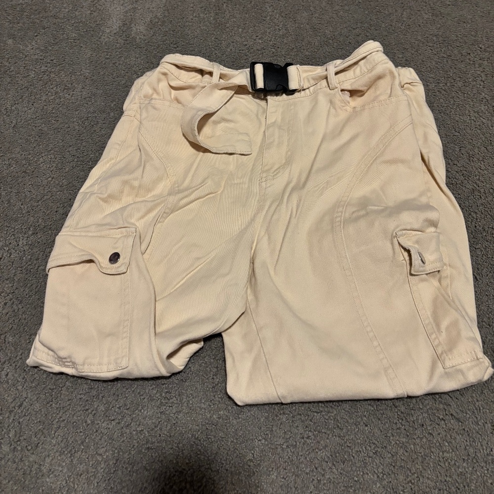 Forever 21 Beige Buckle Cargo Pants